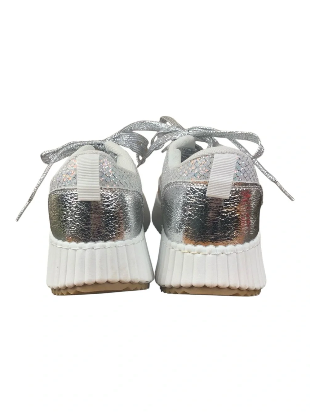 Women's Yoki Roxann Silver Iridescent Sneaker Lace Up Platform Urban  Size‎ 8